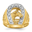 10k Two-tone IBGoodman Men's Horse and Horseshoe Diamond Complete Ring