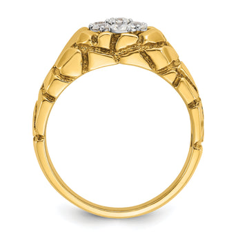 14k Two-tone Men's Polished and Nugget Textured Round 1/2 Carat Lab Grown Diamond Cluster Ring - Sophia Jewelers