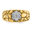 14k Two-tone Men's Polished and Nugget Textured Round 1/2 Carat Lab Grown Diamond Cluster Ring, Size 10 - Birthstone Company