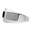 14k White Gold 7/8 carat Lab Grown Diamond VS/SI+ G+ and Created Blue Sapphire Complete Men's Ring, Size 10 - Birthstone Company