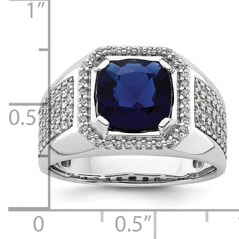 14k White Gold Men's Created Sapphire Complete Lab Grown VS/SI FG - Sophia Jewelers