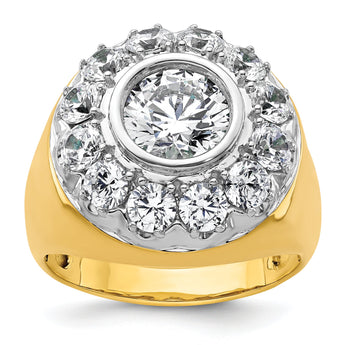 14k Two-tone Men's Polished Semi-Mount Lab Grown VS/SI FGH Dia Ri - Sophia Jewelers