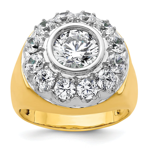 14k Two-tone Men's Polished Semi-Mount Lab Grown VS/SI FGH Dia Ri - Sophia Jewelers
