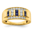 14K Men's Created Sapphire Complete Lab Grown VS/SI FGH Dia Ring - Sophia Jewelers
