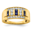 14k 1 1/4 carat Lab Grown Diamond VS/SI+ G+ and Lab Created Blue Sapphire Complete Men's Ring, Size 10 - Birthstone Company