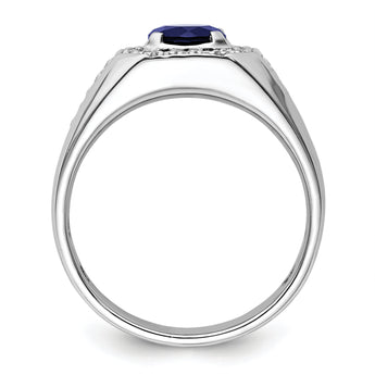 14k White Gold Men's Created Sapphire Complete Lab Grown VS/SI FG - Sophia Jewelers