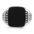 14k White Gold 5/8 carat Lab Grown Diamond VS/SI+ G+ and Onyx Complete Men's Ring, Size 10 - Birthstone Company