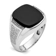 14k White Gold 5/8 carat Lab Grown Diamond VS/SI+ G+ and Onyx Complete Men's Ring, Size 10 - Birthstone Company