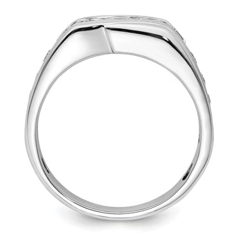 14k White Gold 1 3/8 carat Lab Grown Diamond VS/SI+ G+ Complete Satin Men's Ring, Size 10 - Birthstone Company