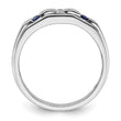 14k White Gold 1/5 carat Lab Grown Diamond VS/SI+ G+ and Lab Created Blue Sapphire Complete Men's Ring, Size 10 - Birthstone Company