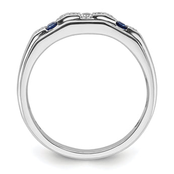 14k White Gold Men's Created Sapphire Complete Lab Grown VS/SI FG - Sophia Jewelers