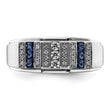 14k White Gold 1/5 carat Lab Grown Diamond VS/SI+ G+ and Lab Created Blue Sapphire Complete Men's Ring, Size 10 - Birthstone Company