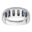 14k White Gold 1/5 carat Lab Grown Diamond VS/SI+ G+ and Lab Created Blue Sapphire Complete Men's Ring, Size 10 - Birthstone Company