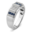 14k White Gold 1/5 carat Lab Grown Diamond VS/SI+ G+ and Lab Created Blue Sapphire Complete Men's Ring, Size 10 - Birthstone Company