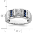 14k White Gold 1/5 carat Lab Grown Diamond VS/SI+ G+ and Lab Created Blue Sapphire Complete Men's Ring, Size 10 - Birthstone Company