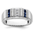 14k White Gold 1/5 carat Lab Grown Diamond VS/SI+ G+ and Lab Created Blue Sapphire Complete Men's Ring, Size 10 - Birthstone Company