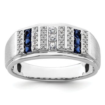 14k White Gold Men's Created Sapphire Complete Lab Grown VS/SI FG - Sophia Jewelers