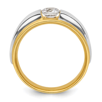 14k Two-tone 3/4 carat Lab Grown Diamond VS/SI+ G+ Complete Satin Men's Ring, Size 10 - Birthstone Company
