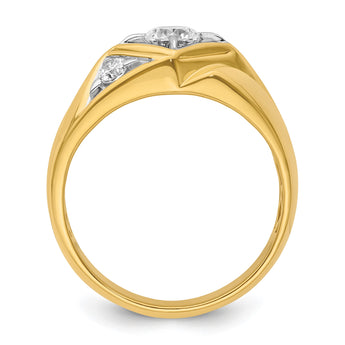 14k with White Rhodium 3/4 carat Lab Grown Diamond VS/SI+ G+ Complete Polished and Satin Men's Ring, Size 10 - Birthstone Company