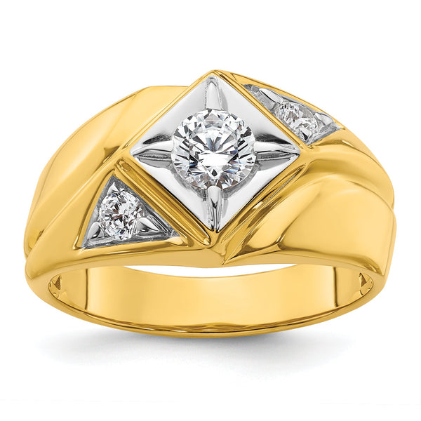 14k w/Rhodium Men's Polished and Satin Complete Lab Grown VS/SI F - Sophia Jewelers