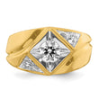 14k with White Rhodium 7/8 carat Lab Grown Diamond VS/SI+ G+ Complete Polished and Satin Men's Ring, Size 10 - Birthstone Company
