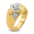 14k with White Rhodium 7/8 carat Lab Grown Diamond VS/SI+ G+ Complete Polished and Satin Men's Ring, Size 10 - Birthstone Company