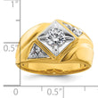 14k with White Rhodium 7/8 carat Lab Grown Diamond VS/SI+ G+ Complete Polished and Satin Men's Ring, Size 10 - Birthstone Company