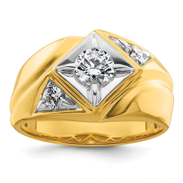14k with White Rhodium 7/8 carat Lab Grown Diamond VS/SI+ G+ Complete Polished and Satin Men's Ring, Size 10 - Birthstone Company