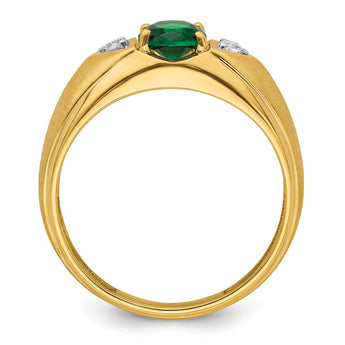 14K Men's Cr. Emerald Complete Lab Grown VS/SI FGH Dia Ring - Sophia Jewelers