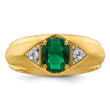 14k 1/10 carat Lab Grown Diamond VS/SI+ G+ and Created Emerald Complete Men's Ring, Size 10 - Birthstone Company