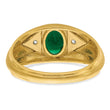 14k 1/10 carat Lab Grown Diamond VS/SI+ G+ and Created Emerald Complete Men's Ring, Size 10 - Birthstone Company