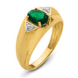 14k 1/10 carat Lab Grown Diamond VS/SI+ G+ and Created Emerald Complete Men's Ring, Size 10 - Birthstone Company
