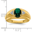 14k 1/10 carat Lab Grown Diamond VS/SI+ G+ and Created Emerald Complete Men's Ring, Size 10 - Birthstone Company
