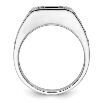 14k White Gold Black Rhodium 7/8 carat Lab Grown Diamond VS/SI+ G+ and Onyx Complete Men's Ring, Size 10 - Birthstone Company