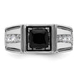 14k White Gold Black Rhodium 7/8 carat Lab Grown Diamond VS/SI+ G+ and Onyx Complete Men's Ring, Size 10 - Birthstone Company