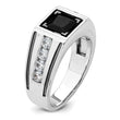 14k White Gold Black Rhodium 7/8 carat Lab Grown Diamond VS/SI+ G+ and Onyx Complete Men's Ring, Size 10 - Birthstone Company