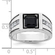 14k White Gold Black Rhodium 7/8 carat Lab Grown Diamond VS/SI+ G+ and Onyx Complete Men's Ring, Size 10 - Birthstone Company