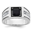 14k White Gold Black Rhodium 7/8 carat Lab Grown Diamond VS/SI+ G+ and Onyx Complete Men's Ring, Size 10 - Birthstone Company