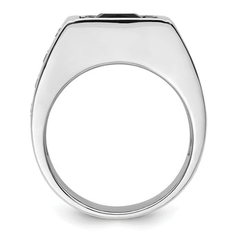 14k White Gold Black Rhodium 1 1/3 carat Lab Grown Diamond VS/SI+ G+ and Onyx Complete Men's Ring, Size 10 - Birthstone Company