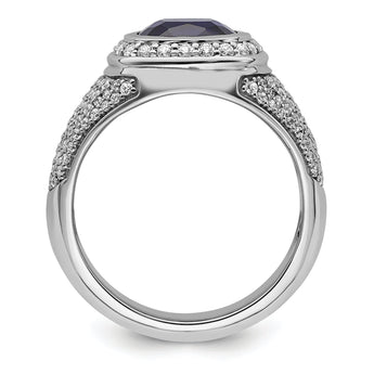 14k White Gold Men's Created Sapphire Complete Lab Grown VS/SI FG - Sophia Jewelers