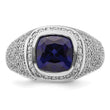 14k White Gold 1 carat Lab Grown Diamond VS/SI+ G+ and Created Blue Sapphire Complete Men, Size 10 - Birthstone Company