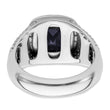 14k White Gold 1 carat Lab Grown Diamond VS/SI+ G+ and Created Blue Sapphire Complete Men, Size 10 - Birthstone Company