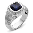 14k White Gold 1 carat Lab Grown Diamond VS/SI+ G+ and Created Blue Sapphire Complete Men, Size 10 - Birthstone Company