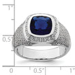 14k White Gold 1 carat Lab Grown Diamond VS/SI+ G+ and Created Blue Sapphire Complete Men, Size 10 - Birthstone Company