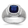 14k White Gold Men's Created Sapphire Complete Lab Grown VS/SI FG - Sophia Jewelers