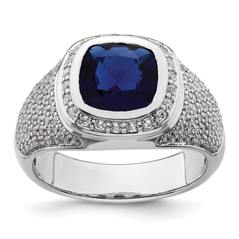 14k White Gold Men's Created Sapphire Complete Lab Grown VS/SI FG - Sophia Jewelers