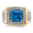 14k Two-Tone 3/4 carat Lab Grown Diamond VS/SI+ G+ and Blue Topaz Complete Men's Ring, Size 10 - Birthstone Company