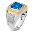 14k Two-Tone 3/4 carat Lab Grown Diamond VS/SI+ G+ and Blue Topaz Complete Men's Ring, Size 10 - Birthstone Company