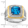 14k Two-Tone 3/4 carat Lab Grown Diamond VS/SI+ G+ and Blue Topaz Complete Men's Ring, Size 10 - Birthstone Company