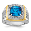 14k Two-Tone 3/4 carat Lab Grown Diamond VS/SI+ G+ and Blue Topaz Complete Men's Ring, Size 10 - Birthstone Company